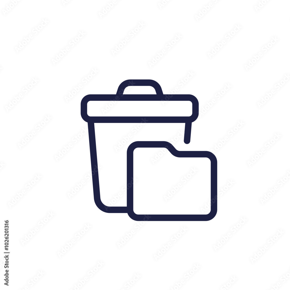 deleted file folder line icon with a recycle bin, vector deleted file folder line icon with a recycle bin, vector