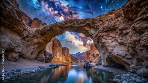 Wallpaper Mural Capturing the stunning Night Photography of Natural Arch Bridge in Death Valley National Park showcases the beauty and serenity of California’s desert landscapes under starry skies. Torontodigital.ca