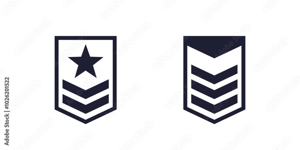 Military logo, army rank badges or icons on white