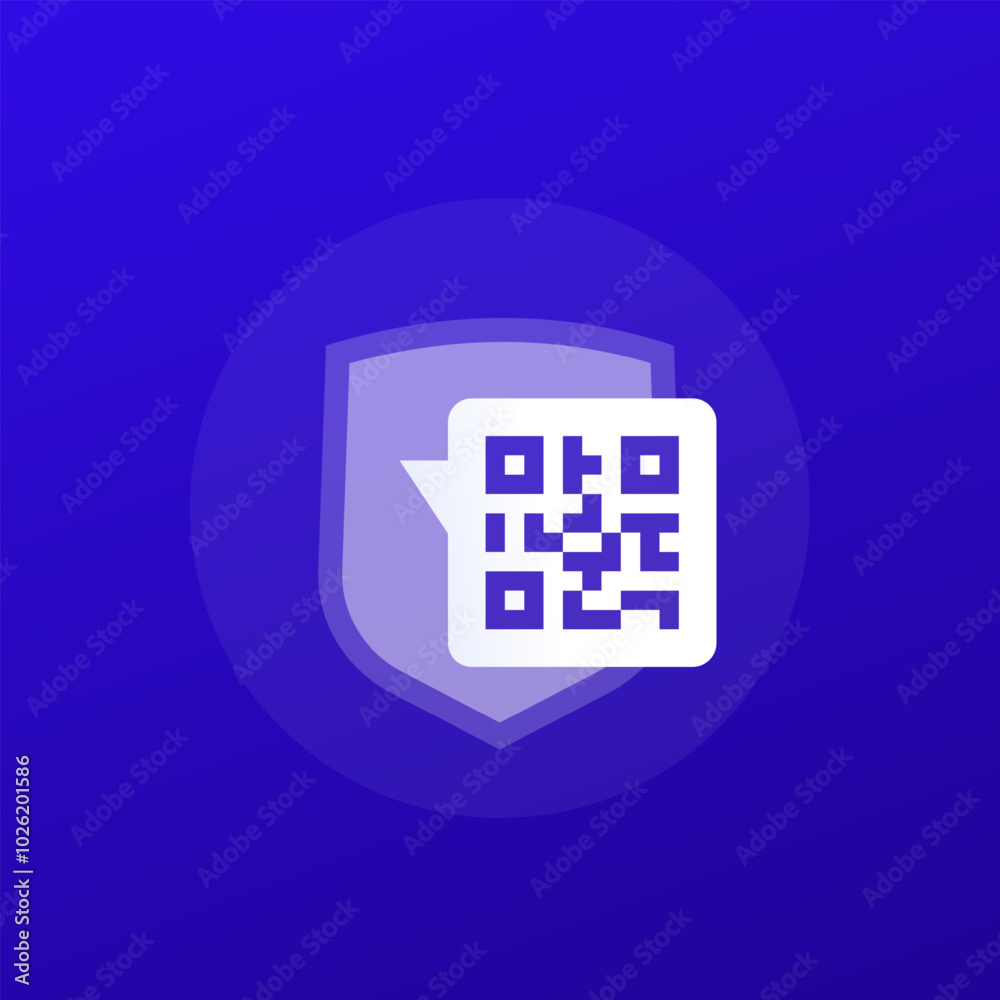 Secure qr code payment vector icon with shield, transparent design Secure qr code payment vector icon with shield, transparent design