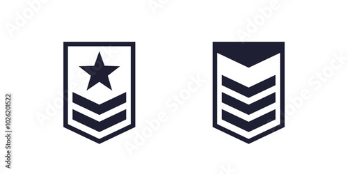 Military logo, army rank badges or icons on white