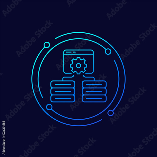 Server management icon, linear design