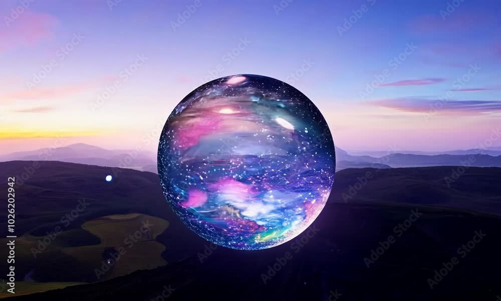 Galaxy Swirling Inside a Crystal Sphere in the Sky Galaxy Swirling Inside a Crystal Sphere in the Sky