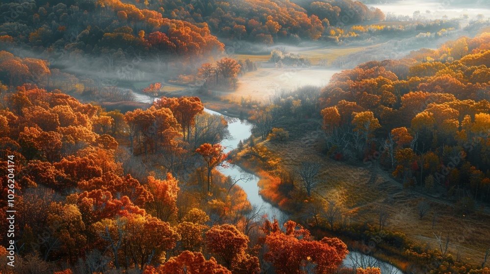 Naklejka premium A river with trees on both sides