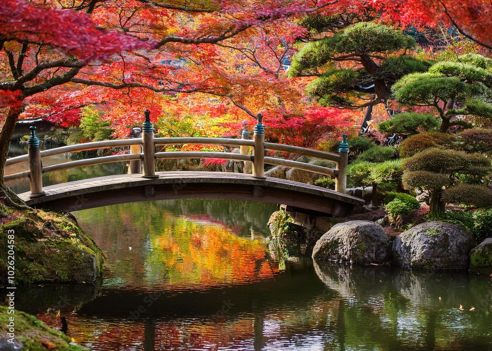 Fototapeta premium 秋の紅葉と寺院