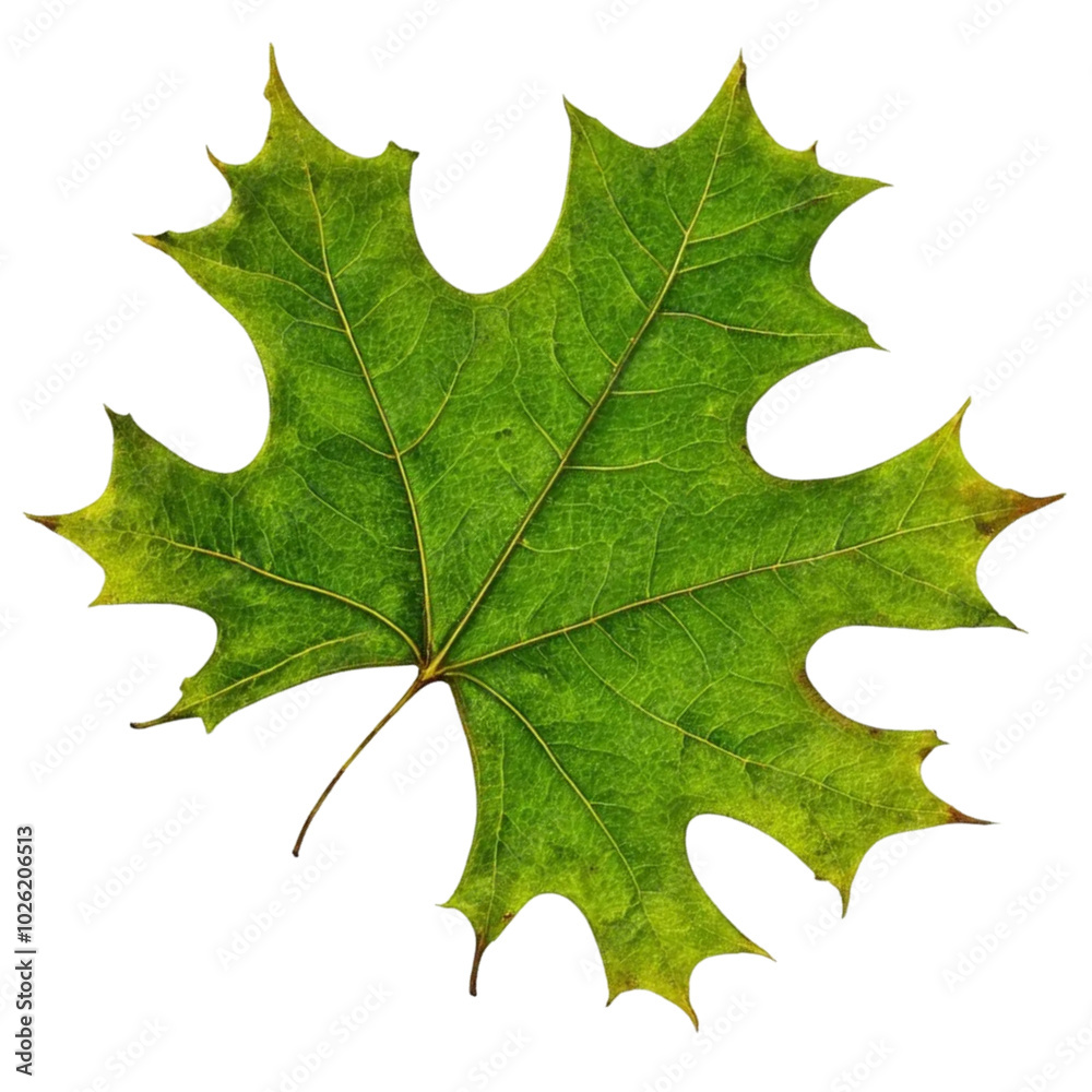 Fototapeta premium Green Maple Leaf Isolated, Ai Generation