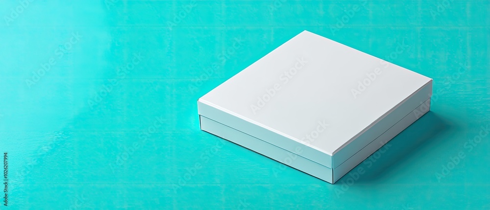 White box on a turquoise surface White box on a turquoise surface