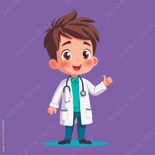 Cute cartoon full body vector doctor. 
