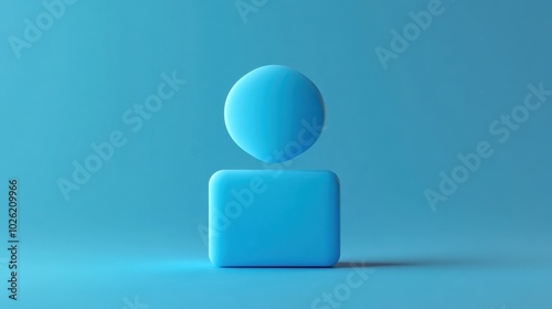 Minimalistic 3D render of a blue user icon isolated on a solid background photo