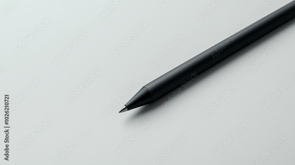 Streamlined Matte Black Tablet Stylus with Minimalist Design on Light Grey Surface and Ample Copy Space Streamlined Matte Black Tablet Stylus with Minimalist Design on Light Grey Surface and Ample Copy Space
