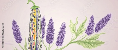 Elegant Purple Flowers in Curved Bouquet on Pale Background