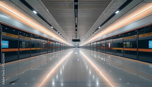 Empty Subway Station with Modern Architecture