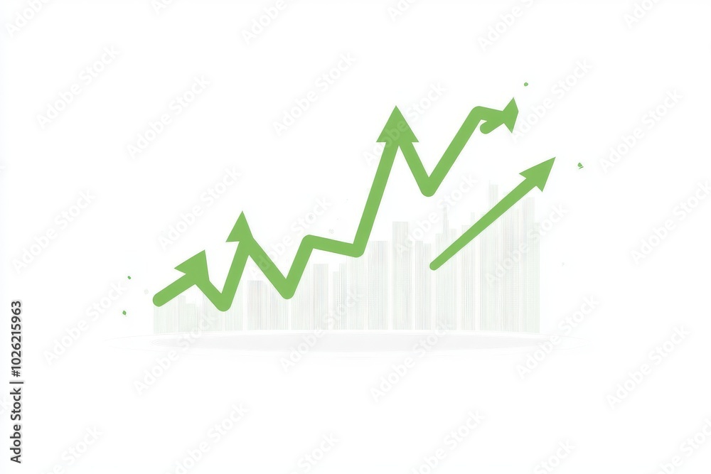 Green Upward Trend Chart with Arrows and Data Bars Green Upward Trend Chart with Arrows and Data Bars