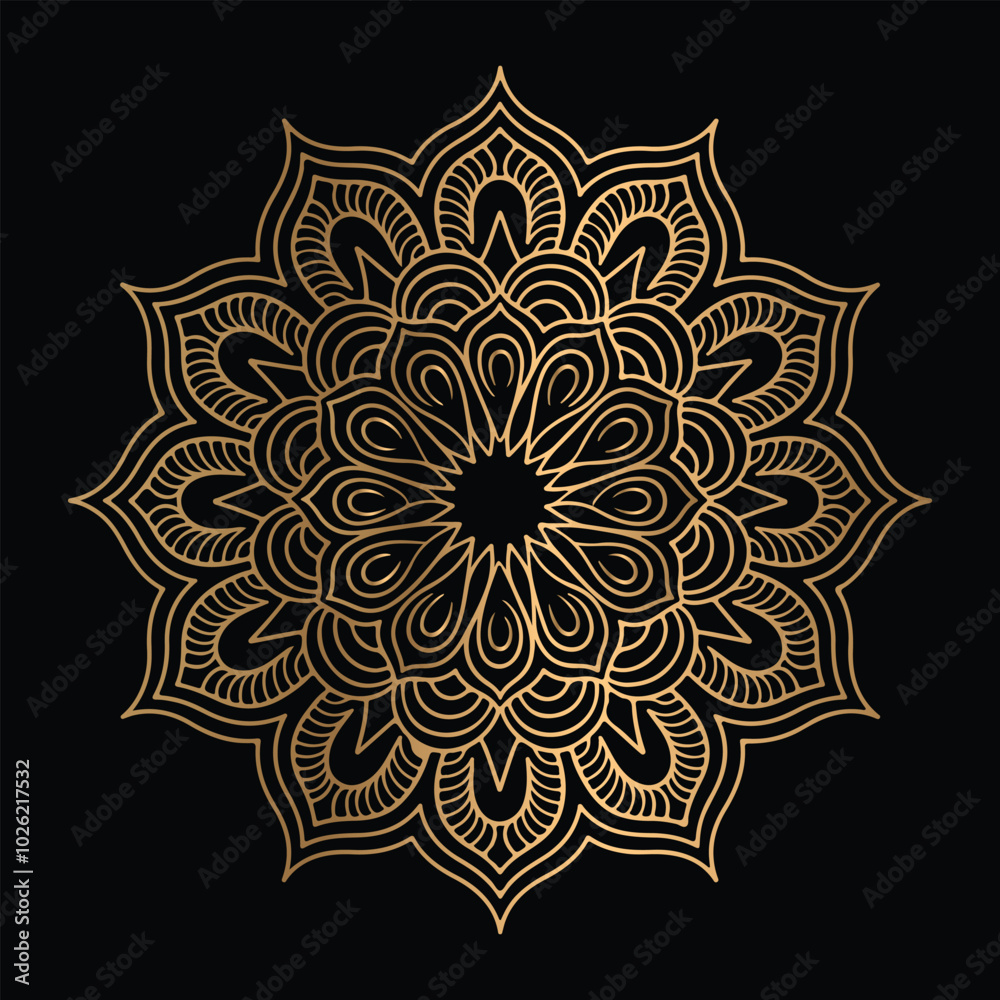 Gradient golden color line art mandala design Gradient golden color line art mandala design
