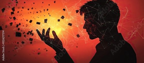 Digital Man Silhouette in the Light