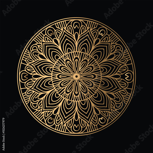 Gradient golden color line art mandala design photo