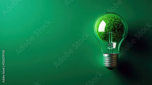 This image features a creative light bulb filled with green moss, symbolizing sustainability and eco-conscious design in modern illumination. It embodies innovation and environmental harmony.