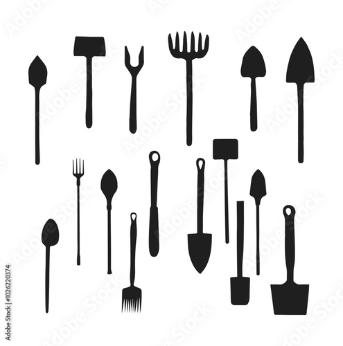 Garden tool silhouette illustration