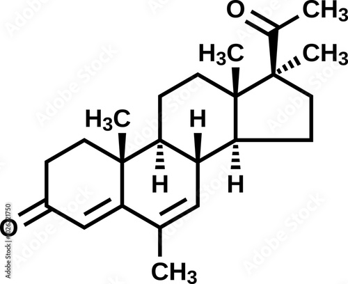 Medrogestone structural formula, vector illustration 