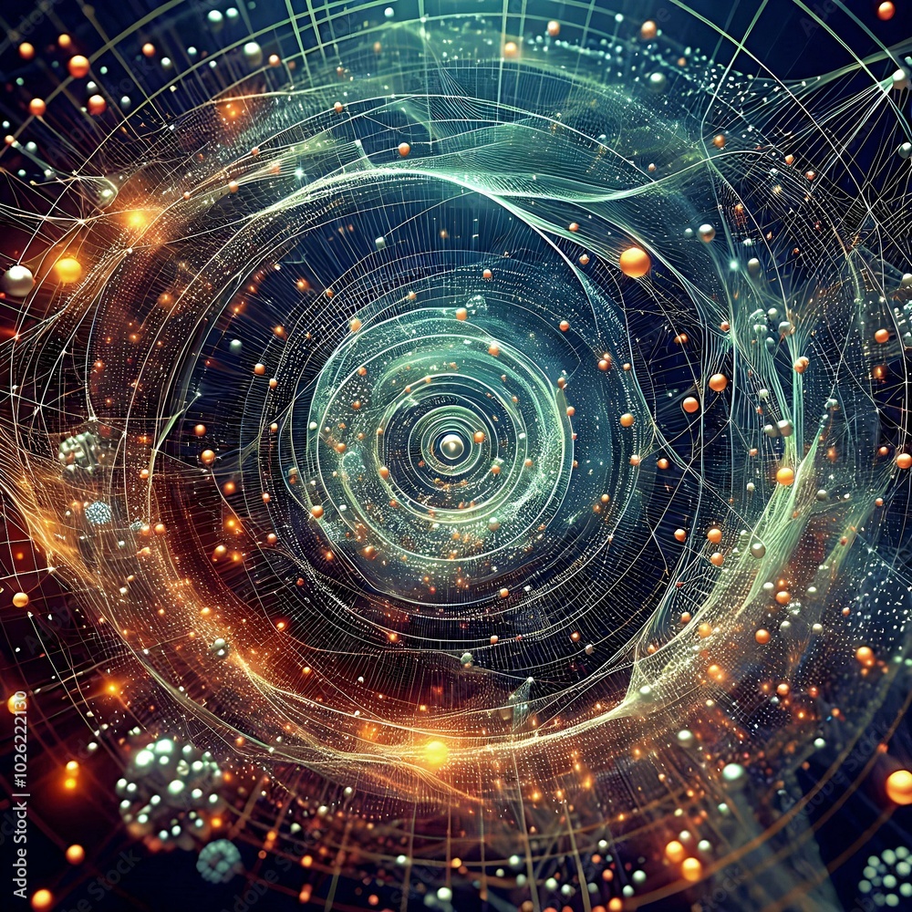 Obraz premium futuristic data flow and quantum processes futuristic technological background texture with complex shapes