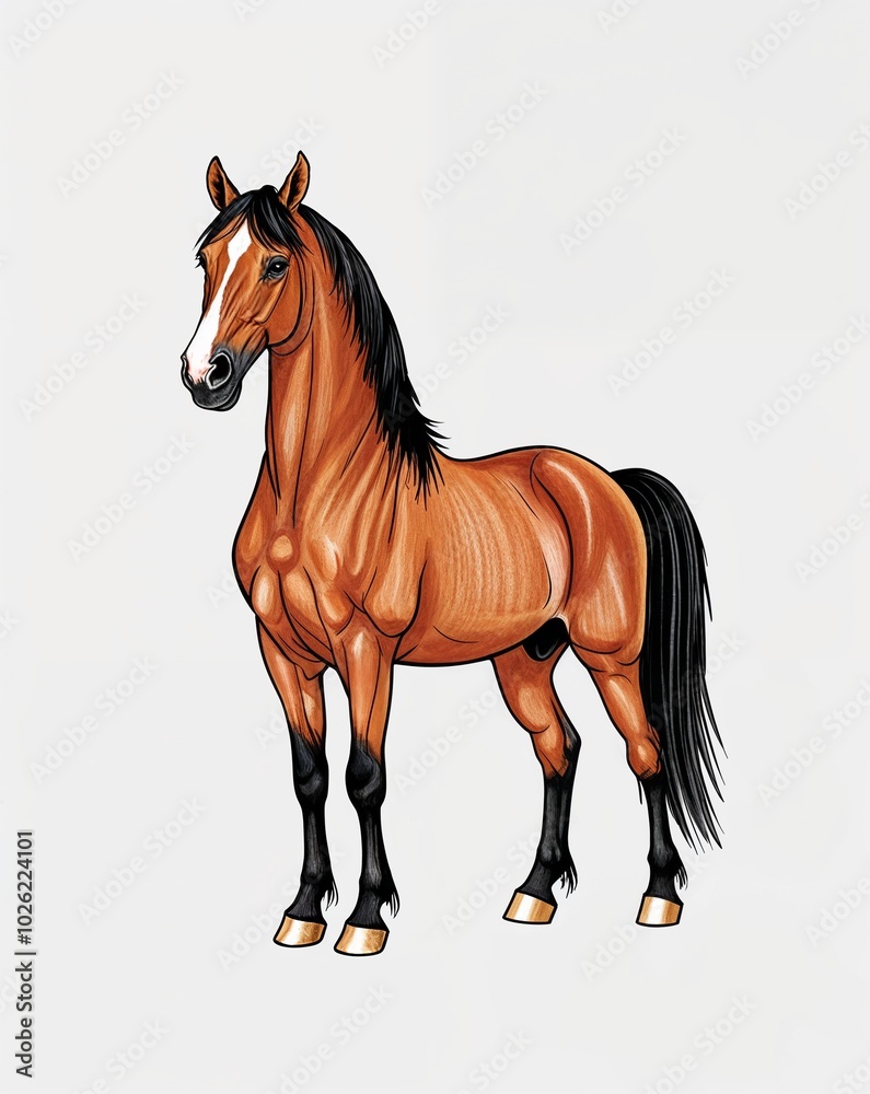 Obraz premium hand drawing Horse clipart on plain white background