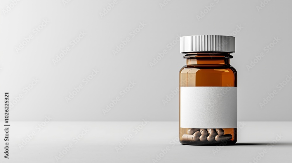 Minimalist Prescription Pill Bottle on Simple Background Minimalist Prescription Pill Bottle on Simple Background