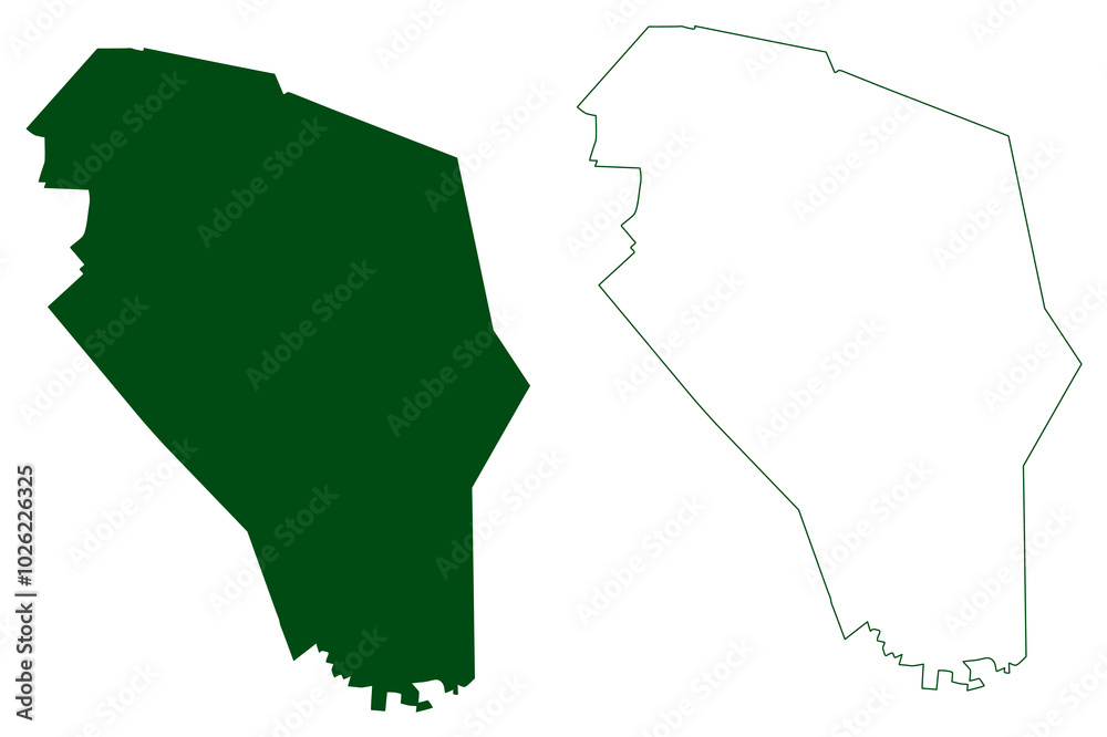 Tlahualilo municipality (Estado Libre y Soberano de Durango, Mexico, United Mexican States) map vector illustration, scribble sketch Tlahualilo map