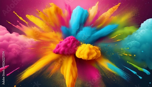colorful holi paint powder explosion festival background
