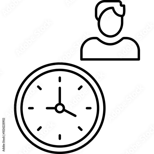Clock vector icon in outline  style 