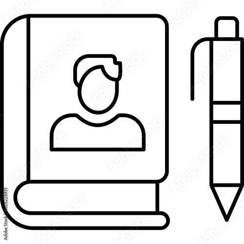 Book vector icon in outline  style 