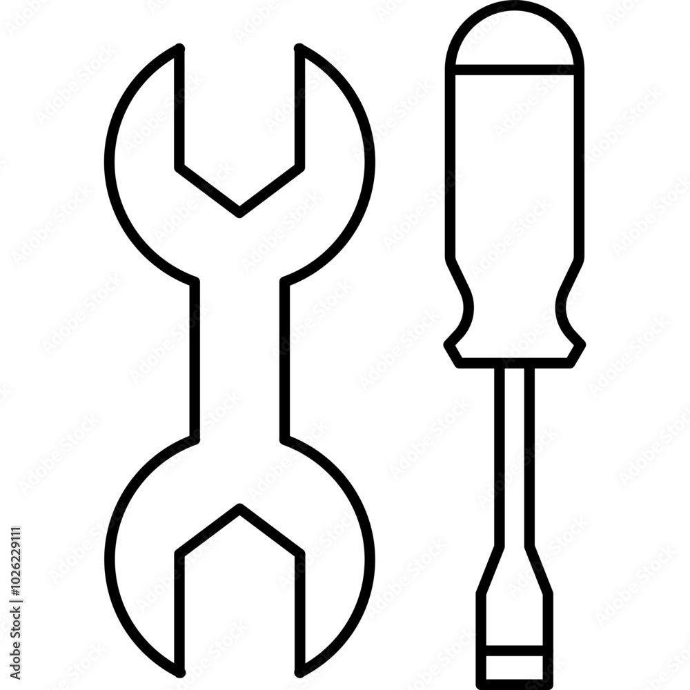 Assemble vector icon in outline style Assemble vector icon in outline style