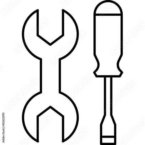 Assemble vector icon in outline  style 
