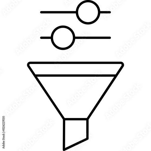 Data funnel vector icon in outline  style 
