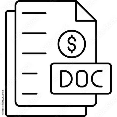 Document vector icon in outline  style 