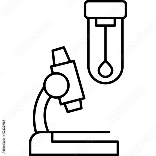 Microscope vector icon in outline  style 