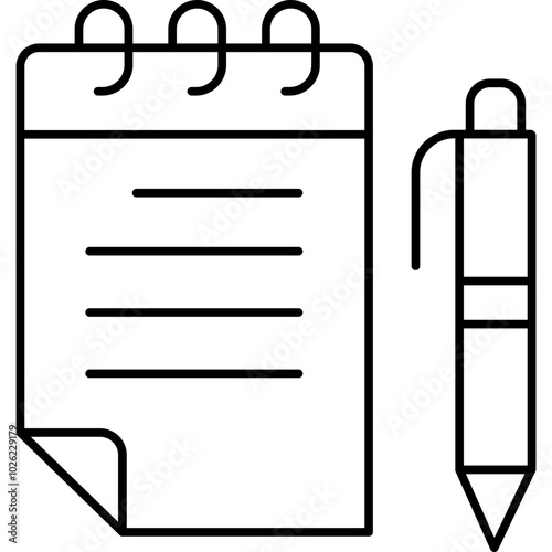 notepad vector icon in outline  style 