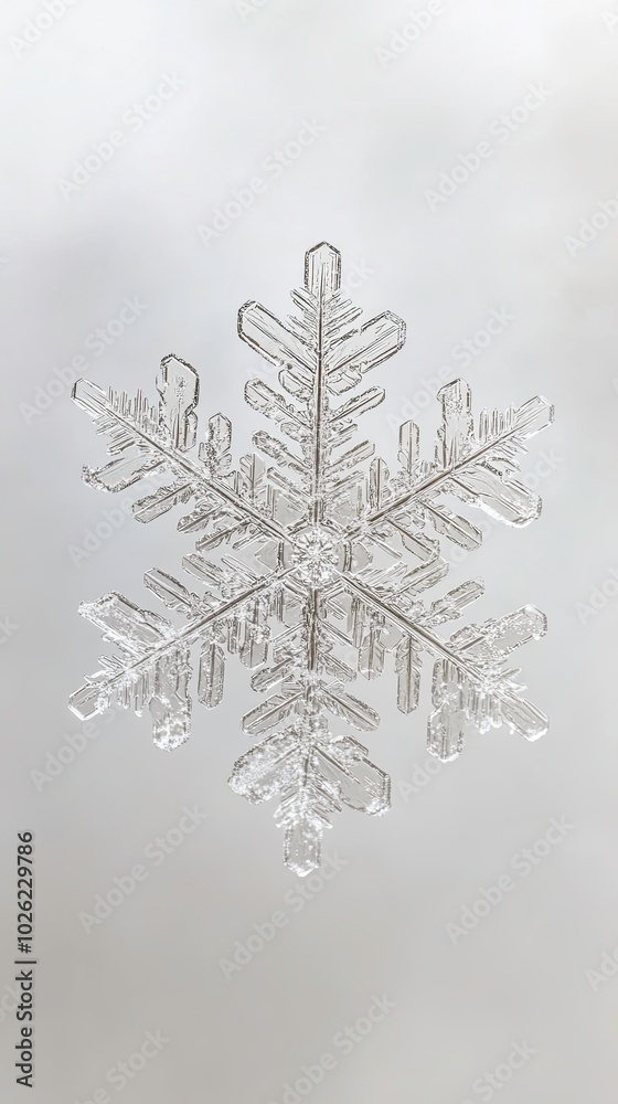 Detailed snowflake on a soft gray background Detailed snowflake on a soft gray background