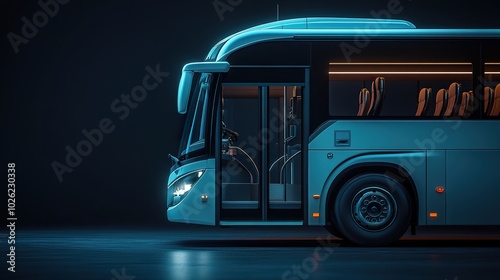 Close-Up of a Touristic Bus Door and Seats