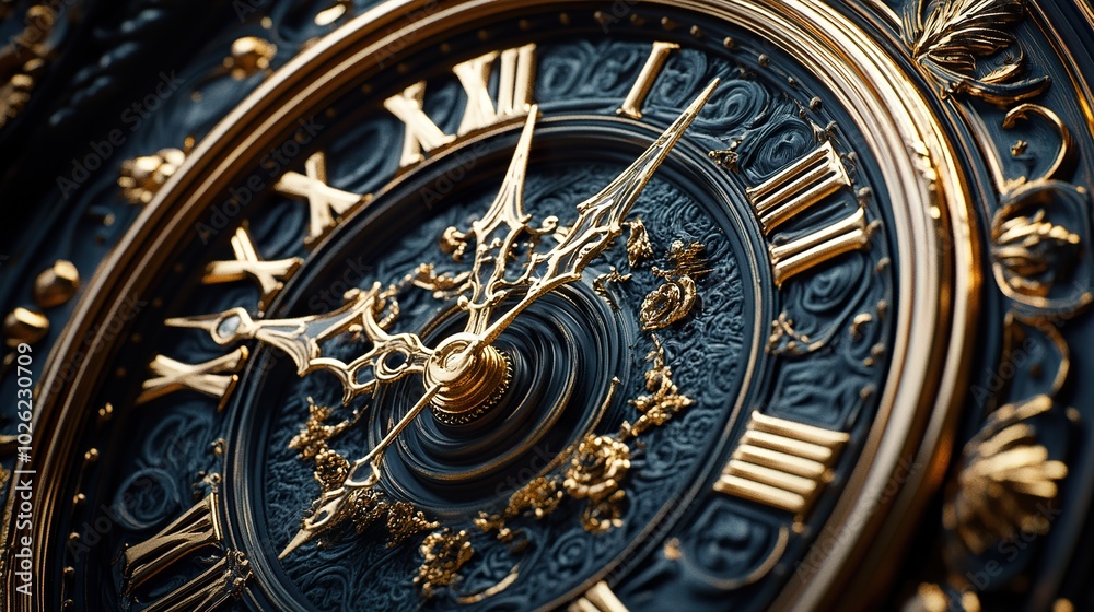 Intricate Wall Clock Detail on Dark Background