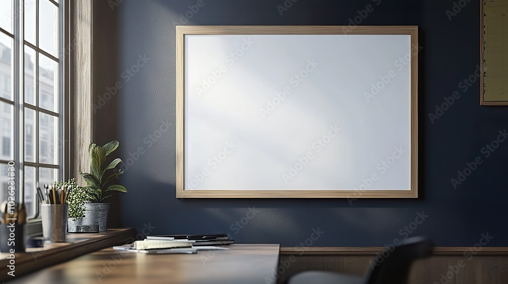 Fototapeta premium Whiteboard Corners and Accessories on Dark Background
