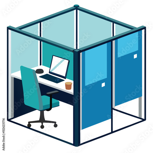 Office Cubicle Divider Silhouette Art.