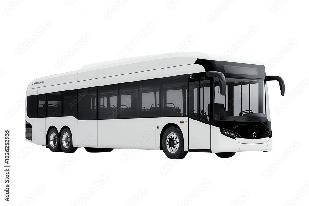 Modern White City Bus with Sleek Design Modern White City Bus with Sleek Design
