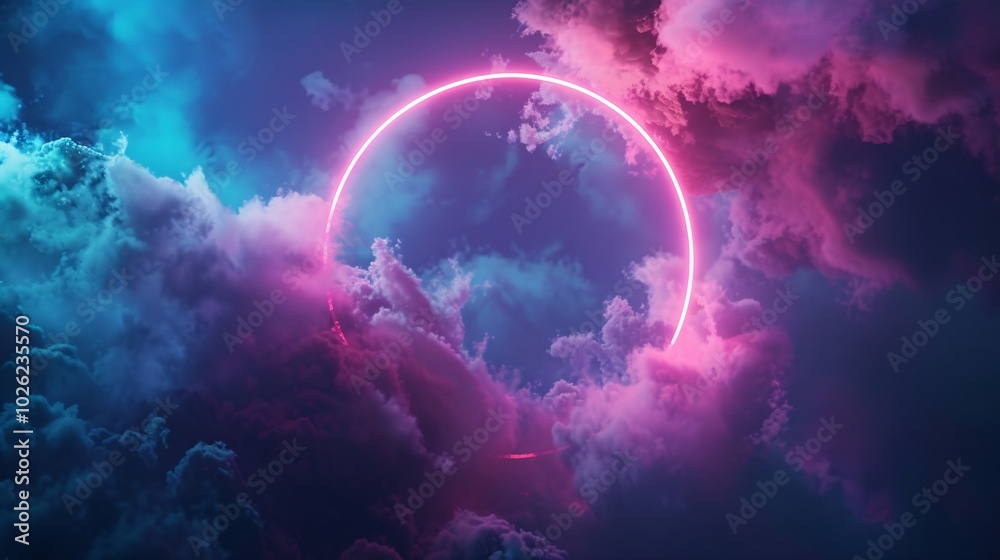 3d render colorful neon ring glowing inside 3d render colorful neon ring glowing inside