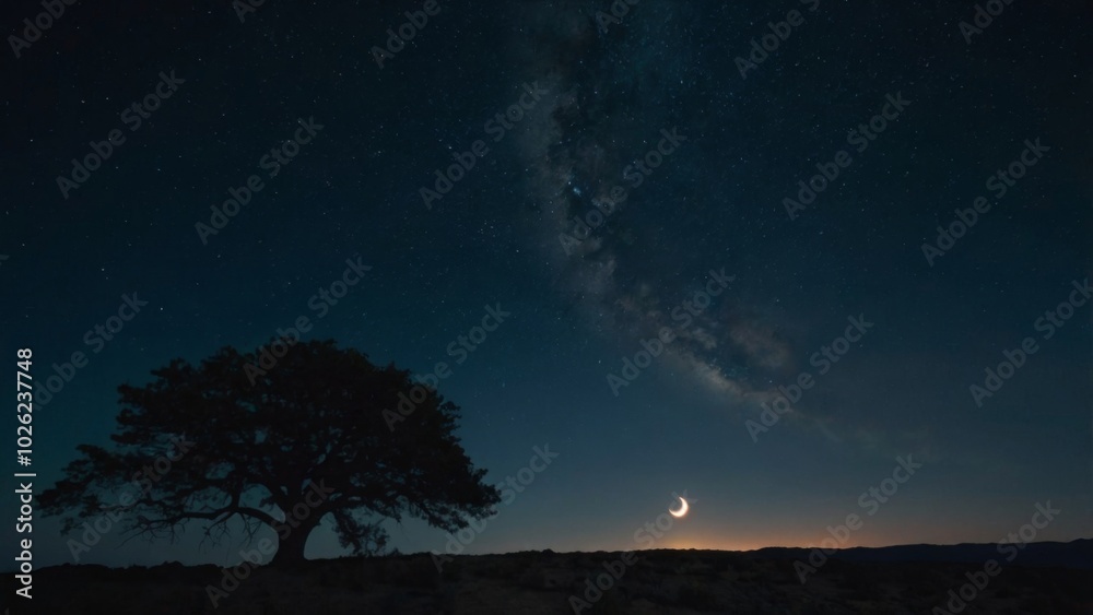 Naklejka premium night with moon in the sky