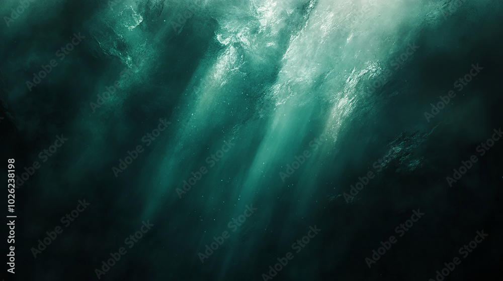 Dark ocean with light streaming through the water Dark ocean with light streaming through the water