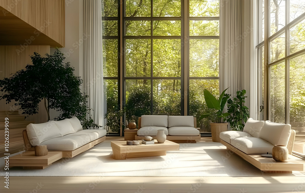 Spacious Living Room with Large Windows and Natural Light Spacious Living Room with Large Windows and Natural Light