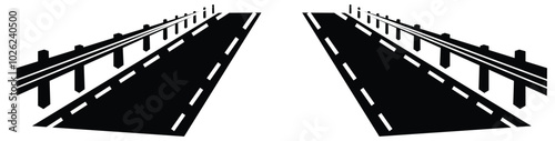 Road Barrier Fence icon, black isolated silhouette.