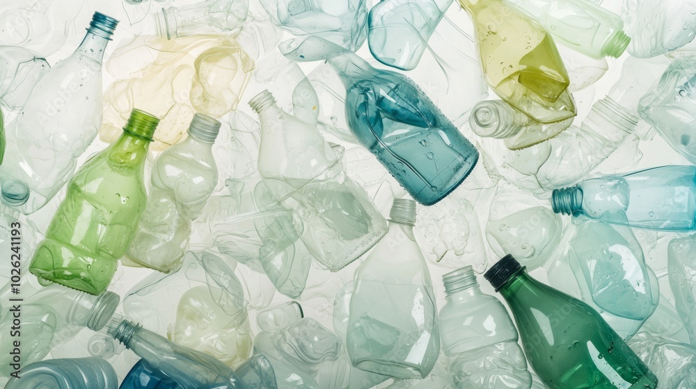 Obraz premium Plastic bottles pile demonstrating pollution problem