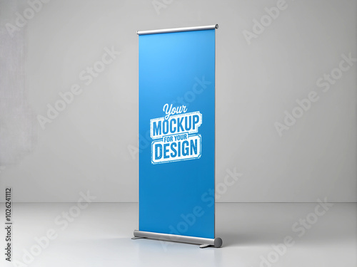Roll Up Banner Mockup  Clean and Empty Display Stand