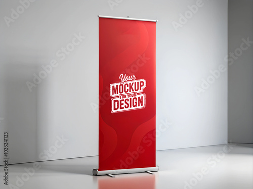 Roll Up Banner Mockup  Clean and Empty Display Stand